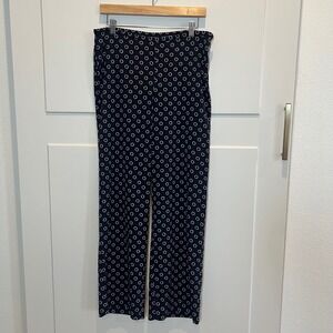 Talbots‎ Womens Size 8 Navy Blue White Print Straight Leg Pants